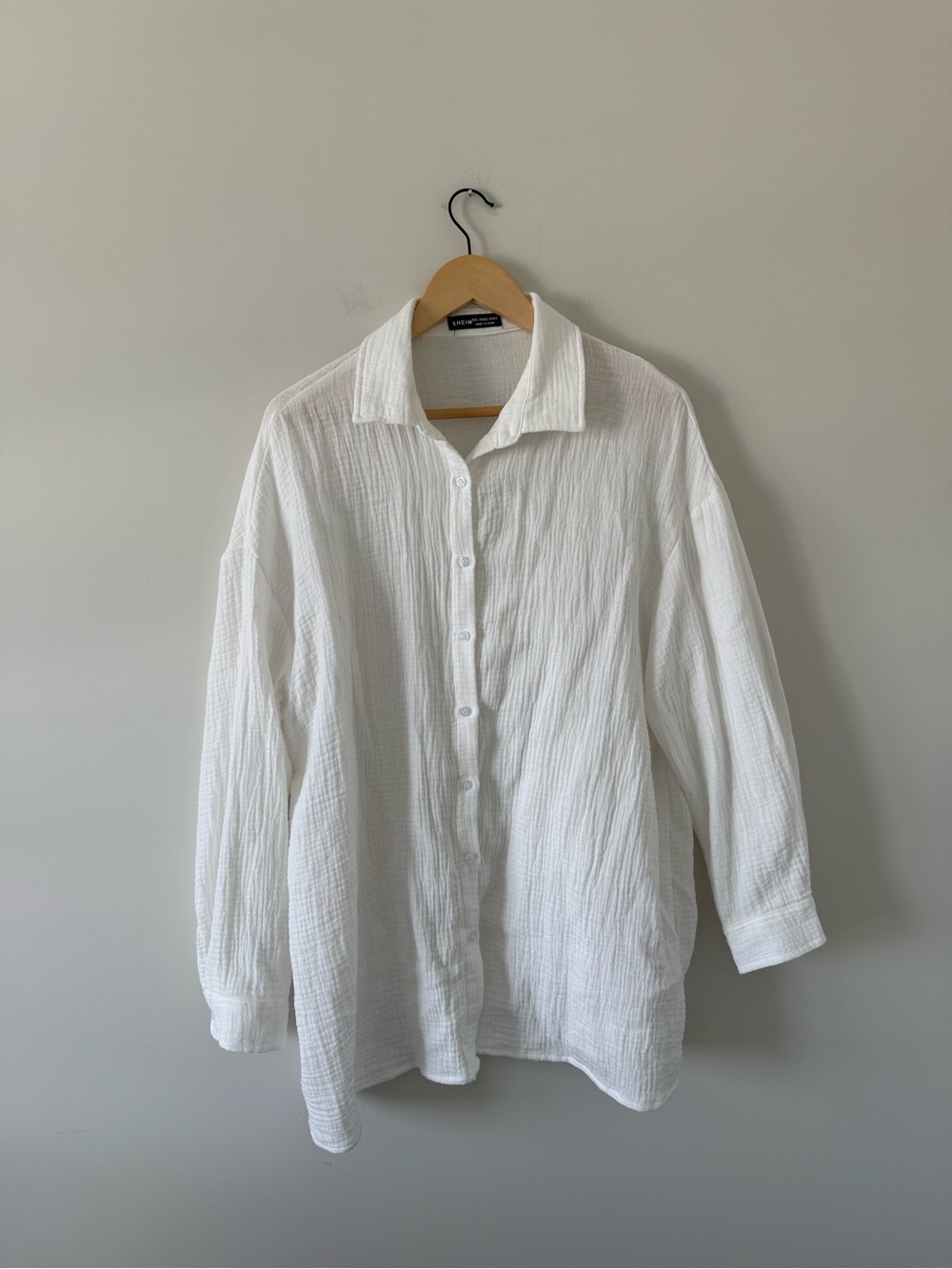 Gauzy White Button Front Top 100% Cotton (size large)